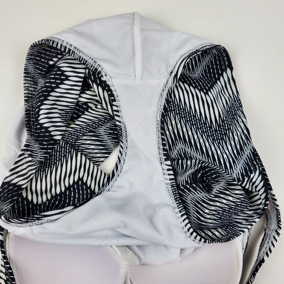 Catalina Swim One Piece Swimsuit Padded Support Bra Black Chevron Pattern Large - Picture 7 of 8